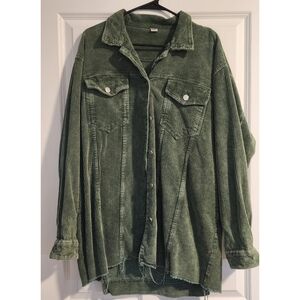 Olive Green Corduroy Shacket